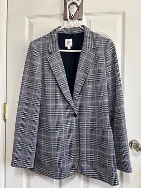 GAP Plaid Single-Button Blazer in navy blue,light blue & Pink